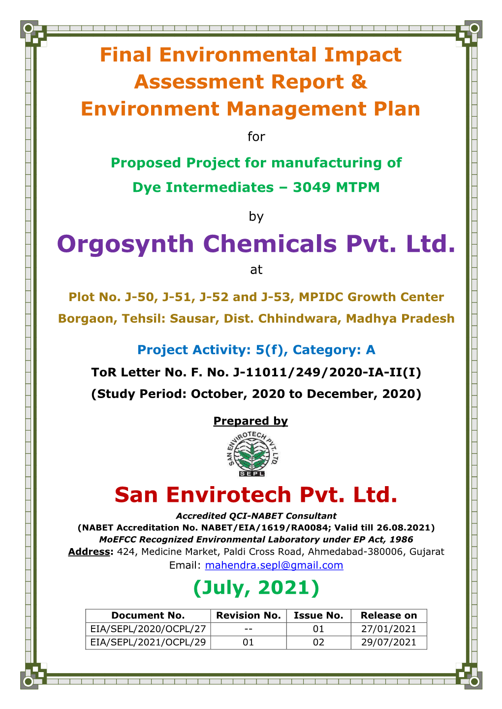 Orgosynth Chemicals Pvt. Ltd. At
