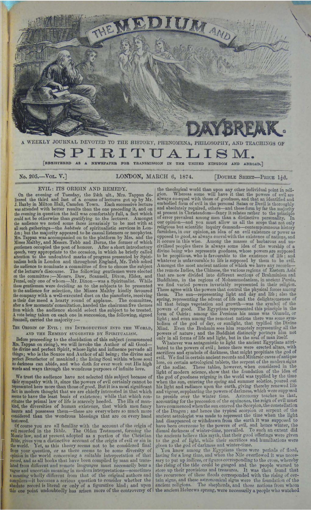 Spiritualism. [Registered As a Nkw8papkr For, Transmission in Tub United Kingdom and Abroad.]