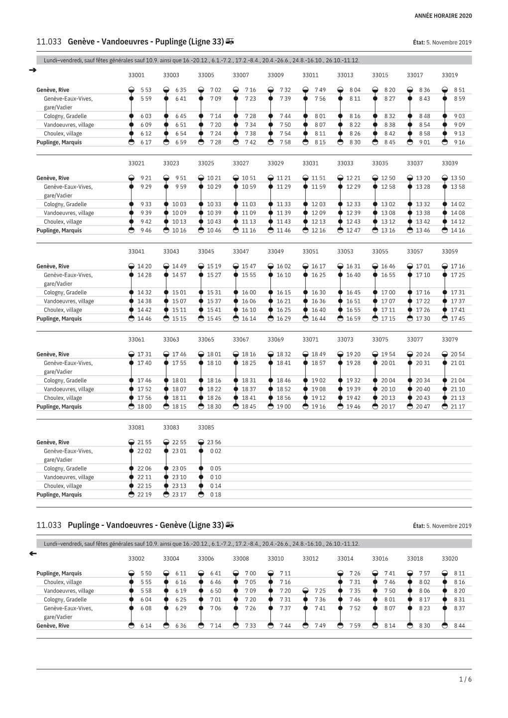 11.033 Genève - Vandoeuvres - Puplinge (Ligne 33) État: 5