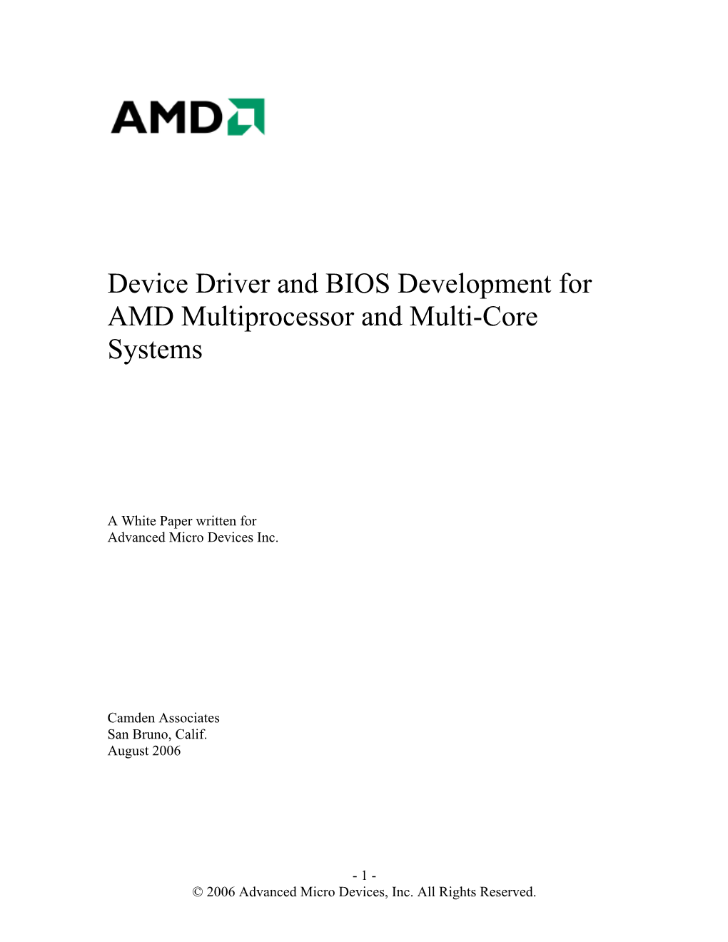 Device Driver and BIOS Development for AMD Multiprocessor and Multi-Core Systems