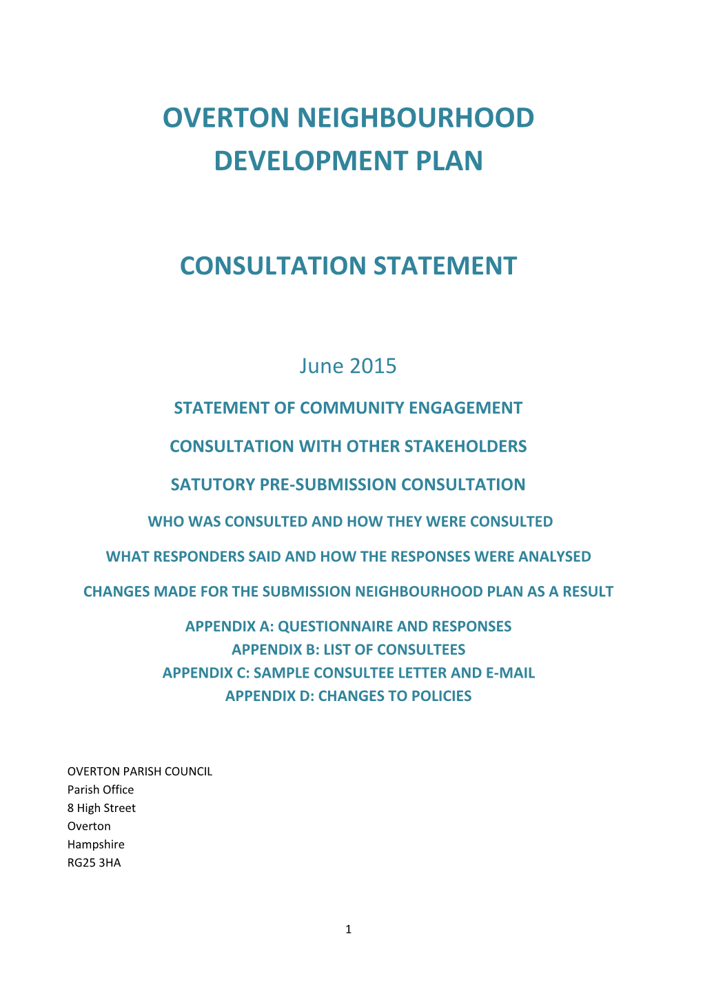 Overton Neighbourhood Development Plan