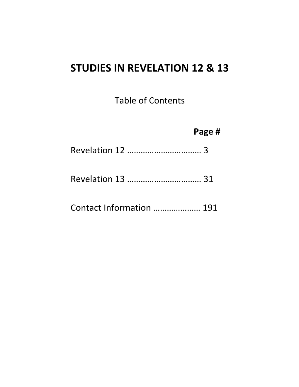 Studies in Revelation 12 & 13