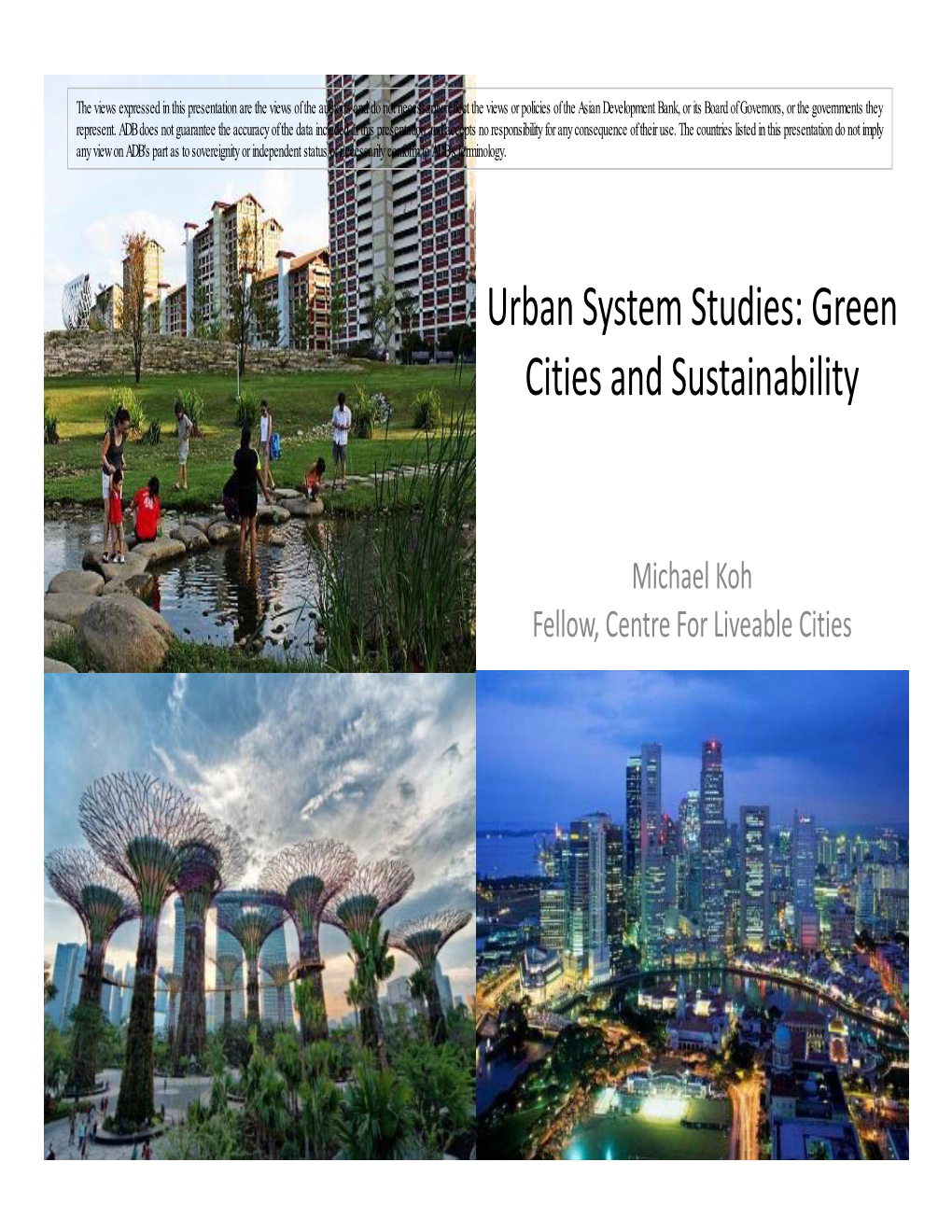 Urban System Studies: Green Cities and Sustainability