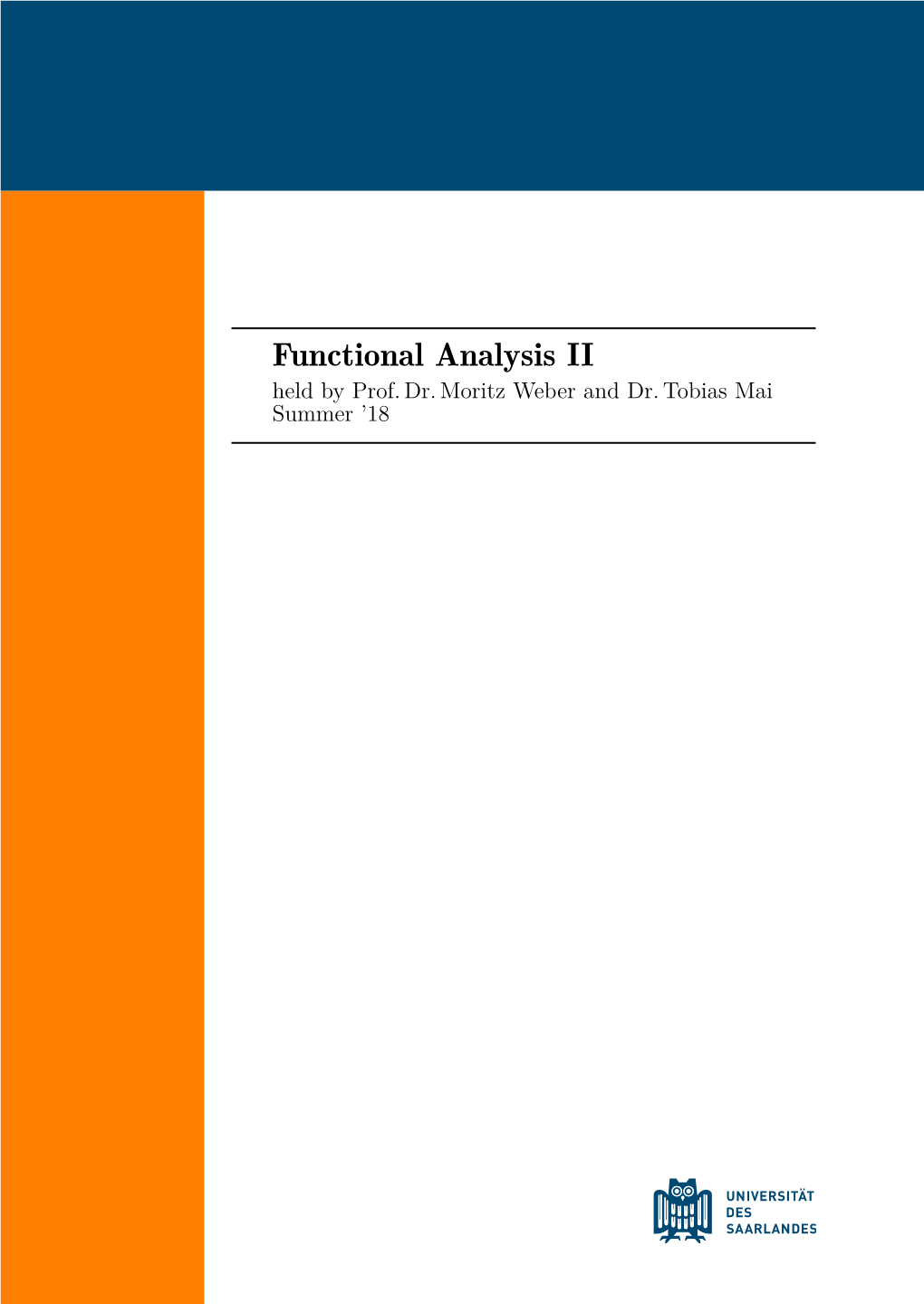 Functional Analysis II Script