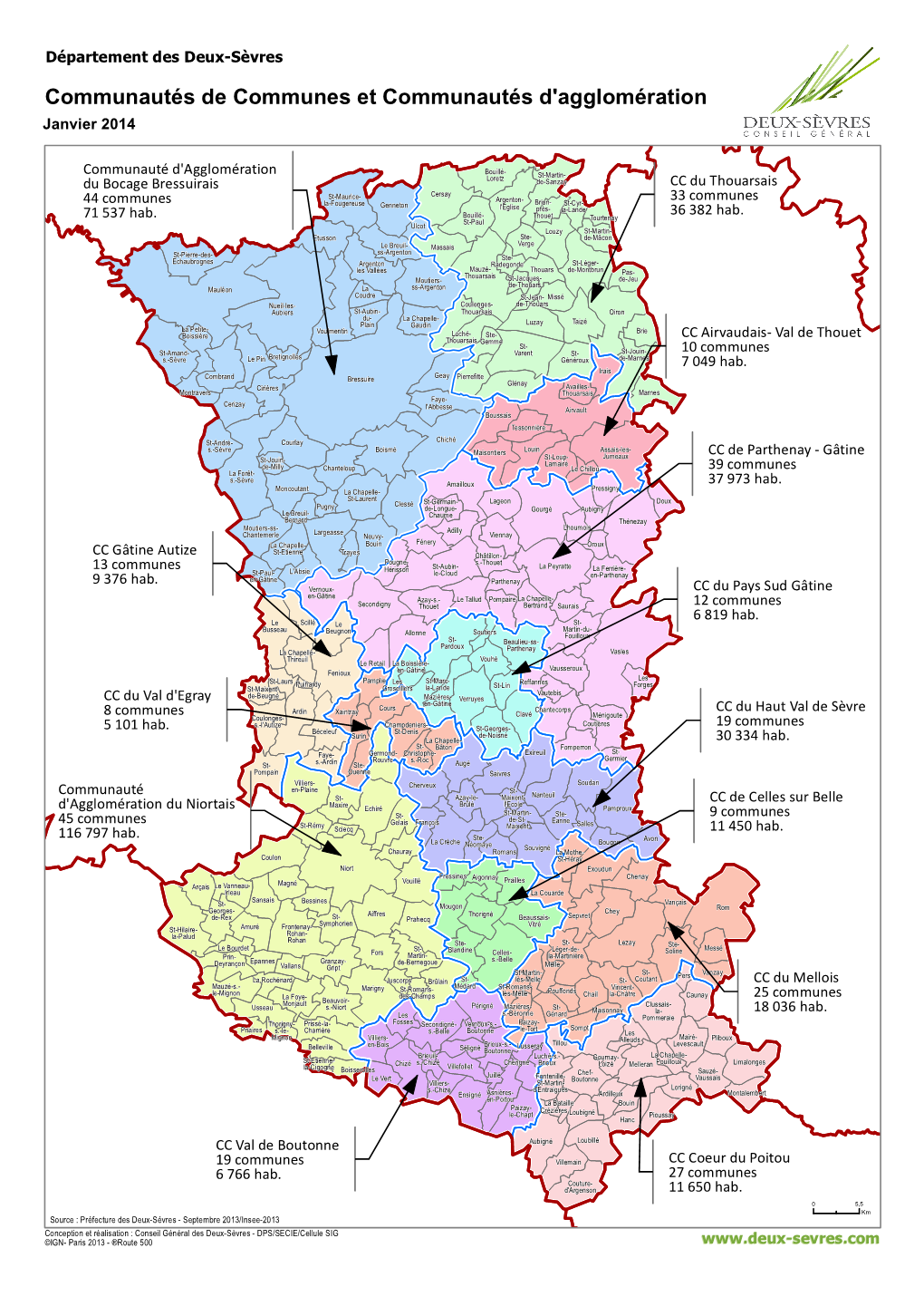 Communautés De Communes Et Communautés D'agglomération Janvier 2014