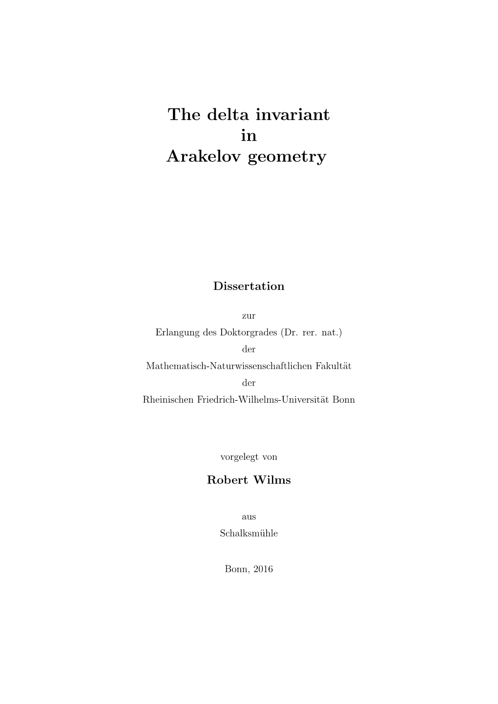 The Delta Invariant in Arakelov Geometry