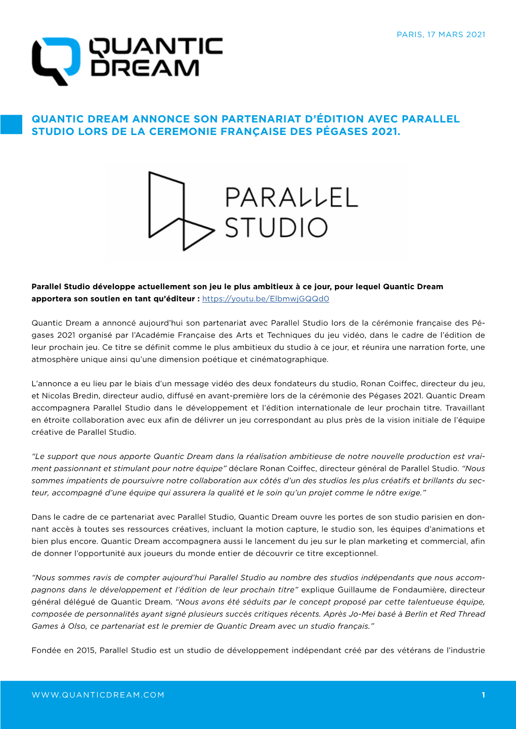 Partenariat D'édition Avec Parallel Studio