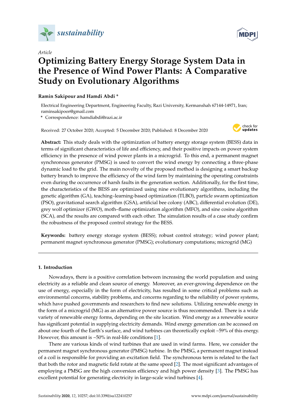 Optimizing Battery Energy Storage System Data in the Presence of Wind Power Plants: a Comparative Study on Evolutionary Algorithms