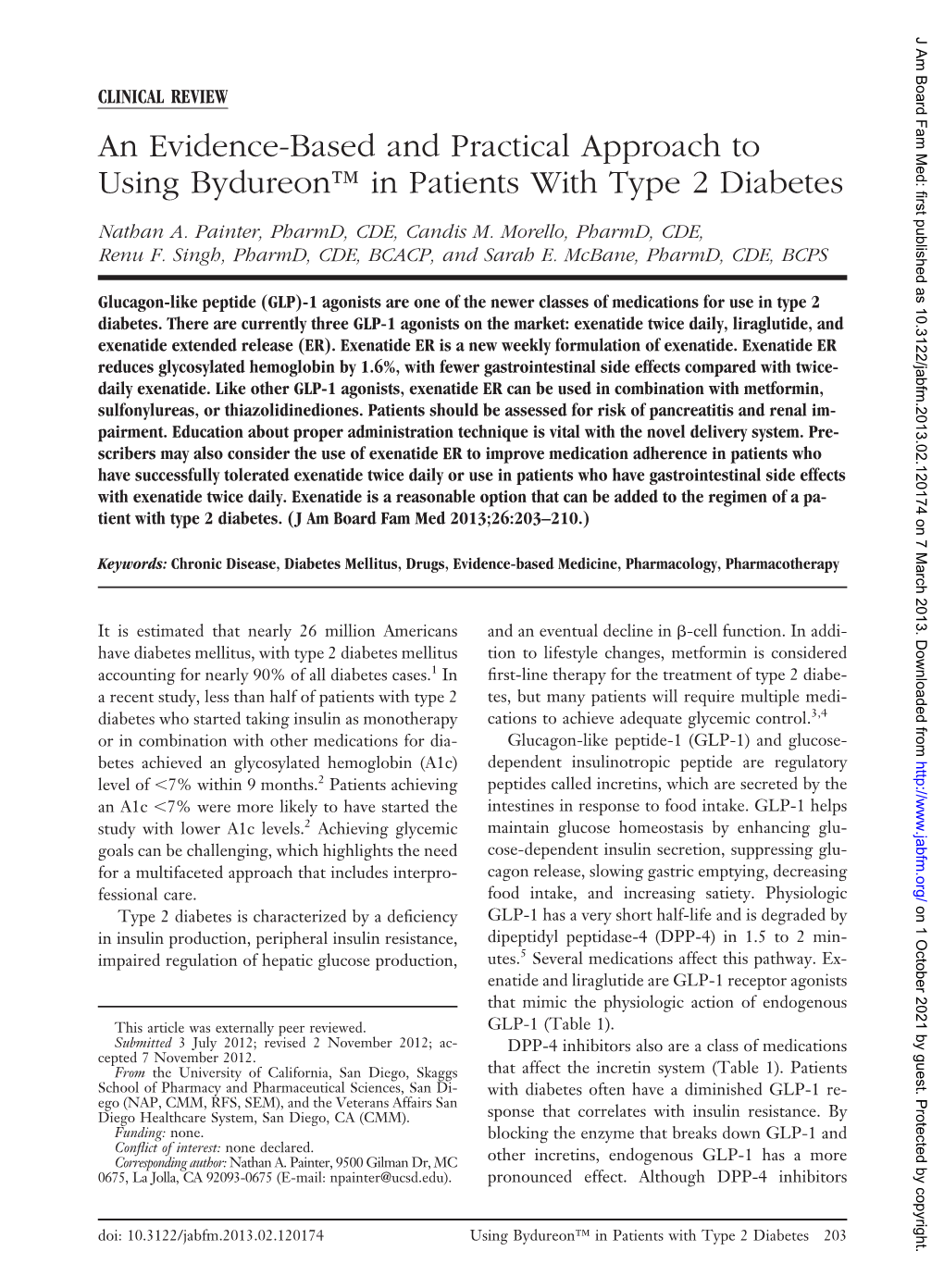 An Evidence-Based and Practical Approach to Using Bydureon™ in Patients with Type 2 Diabetes