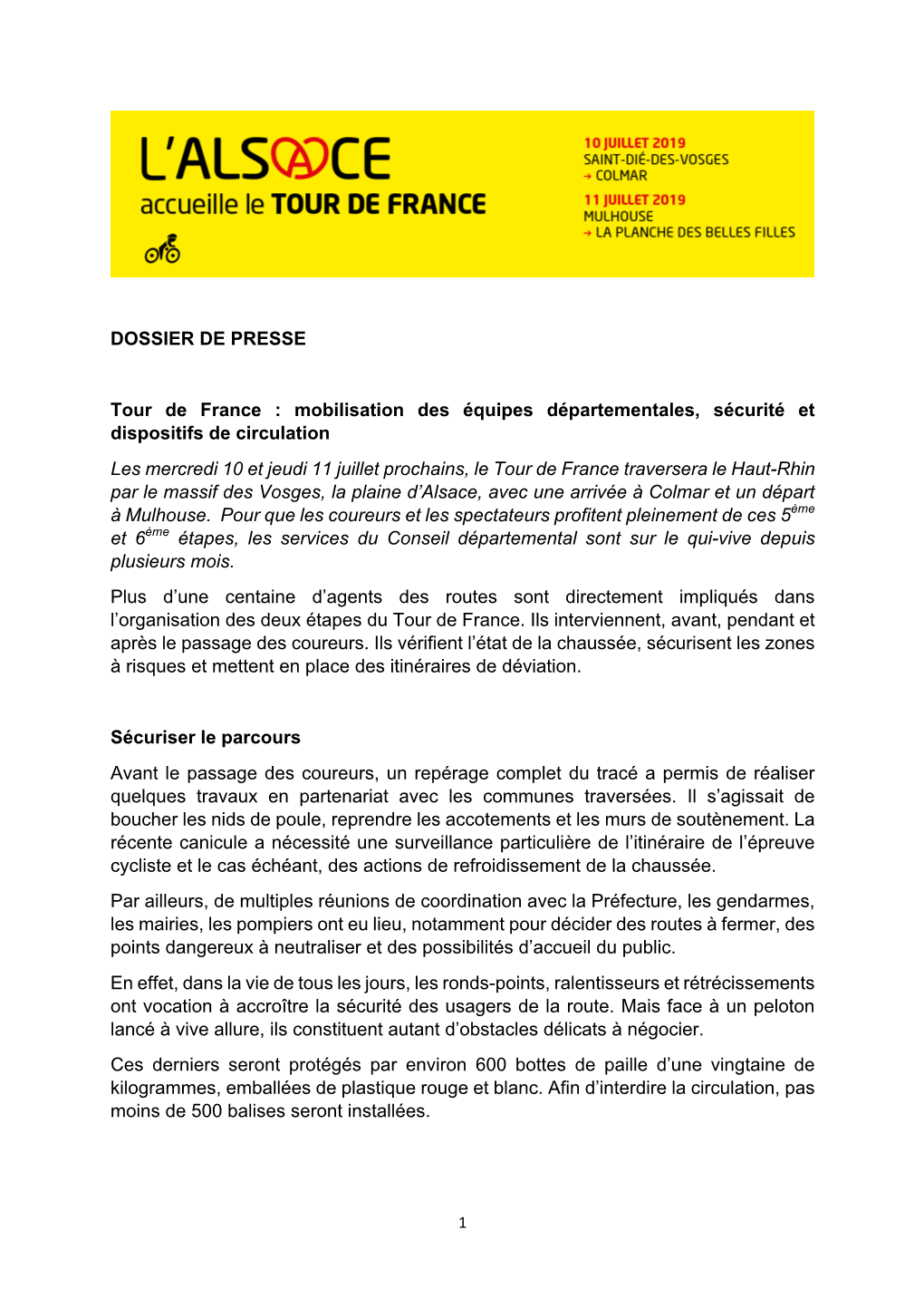 DOSSIER DE PRESSE Tour De France