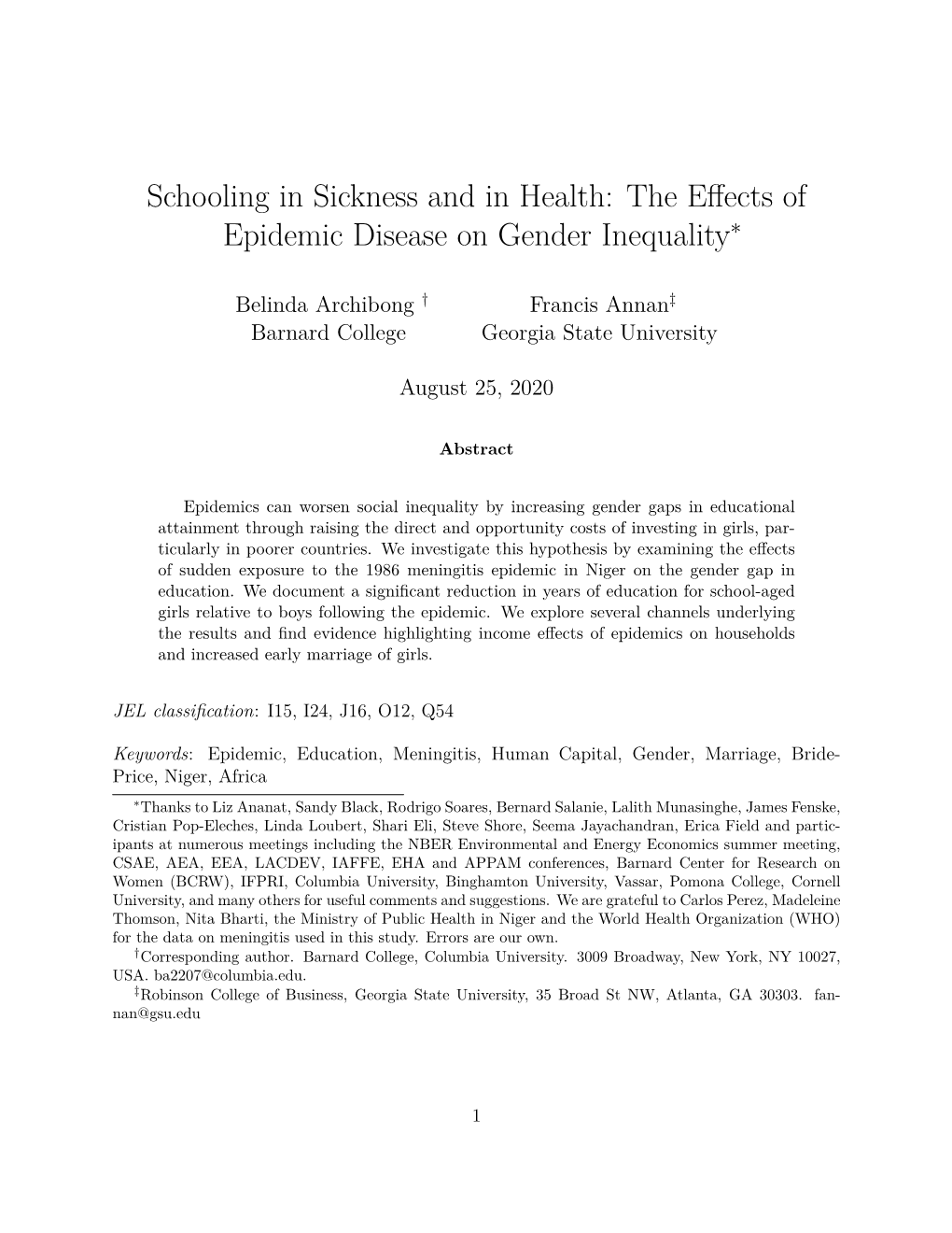 Schooling in Sickness and in Health: the Effects of Epidemic Disease On