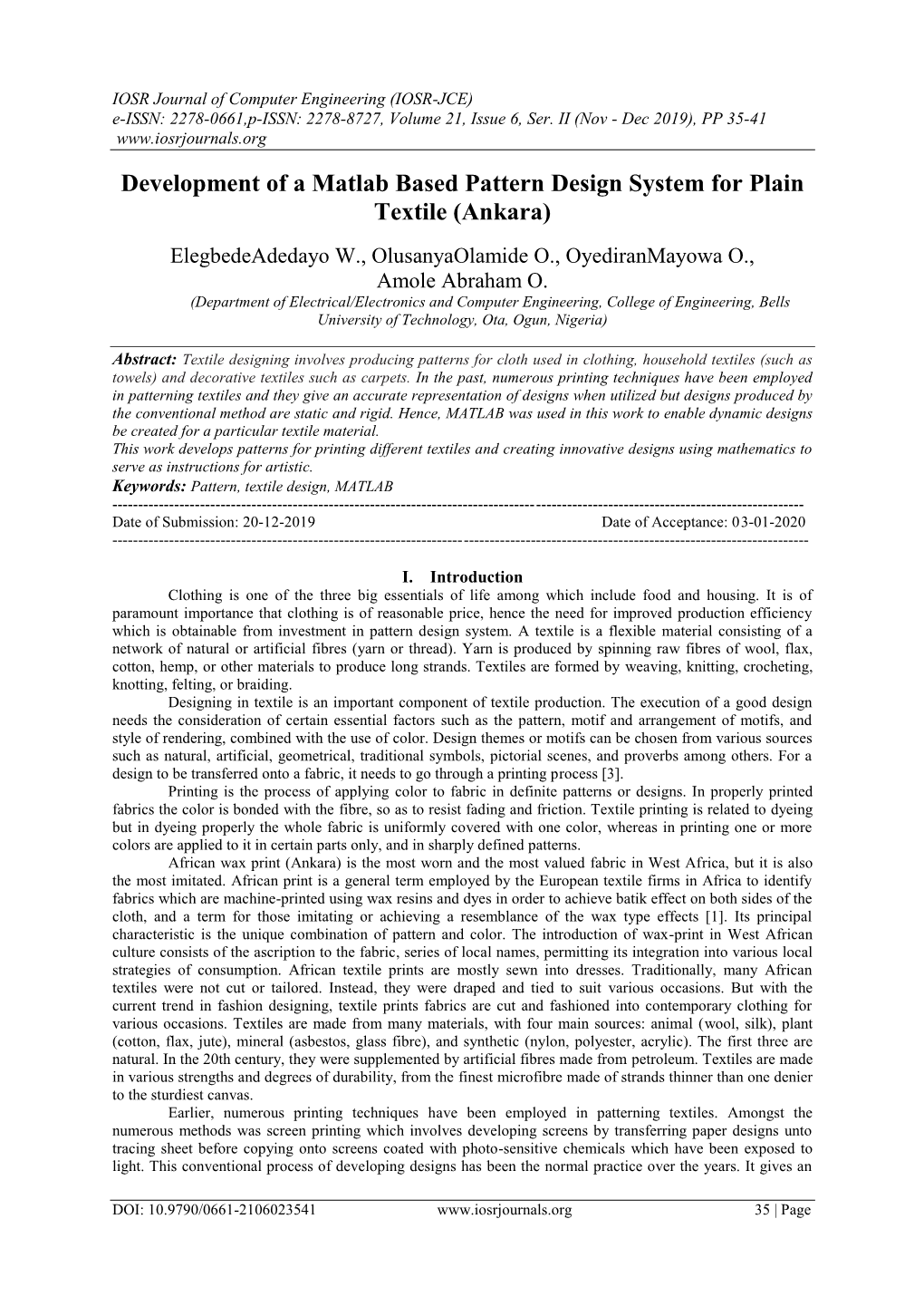Development of a Matlab Based Pattern Design System for Plain Textile ...