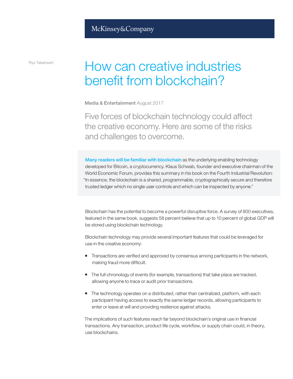 How Can Creative Industries Benefit from Blockchain?