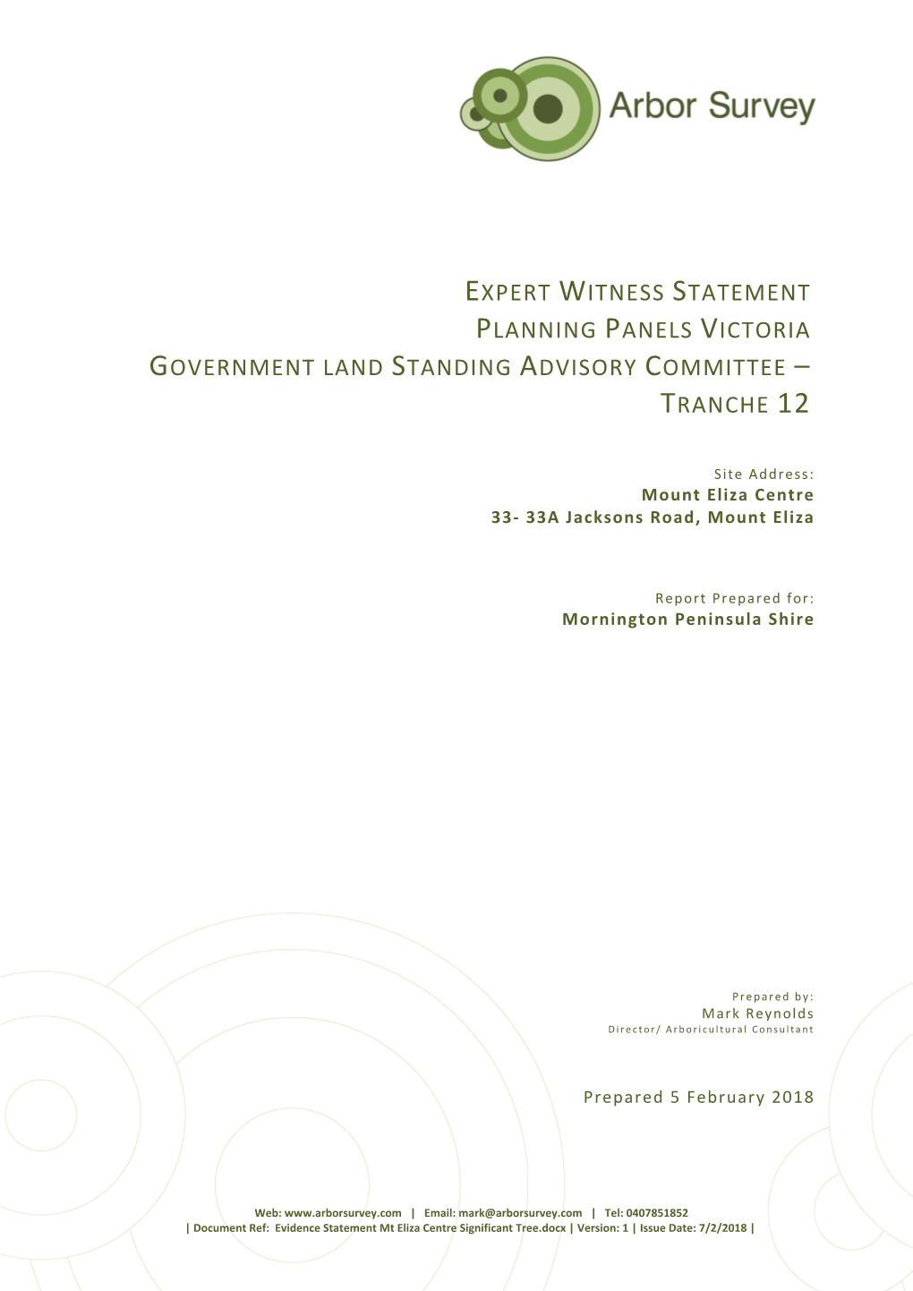 Expert Witness Statement Planning Panels Victoria Government Land Standing Advisory Committee – Tranche 12