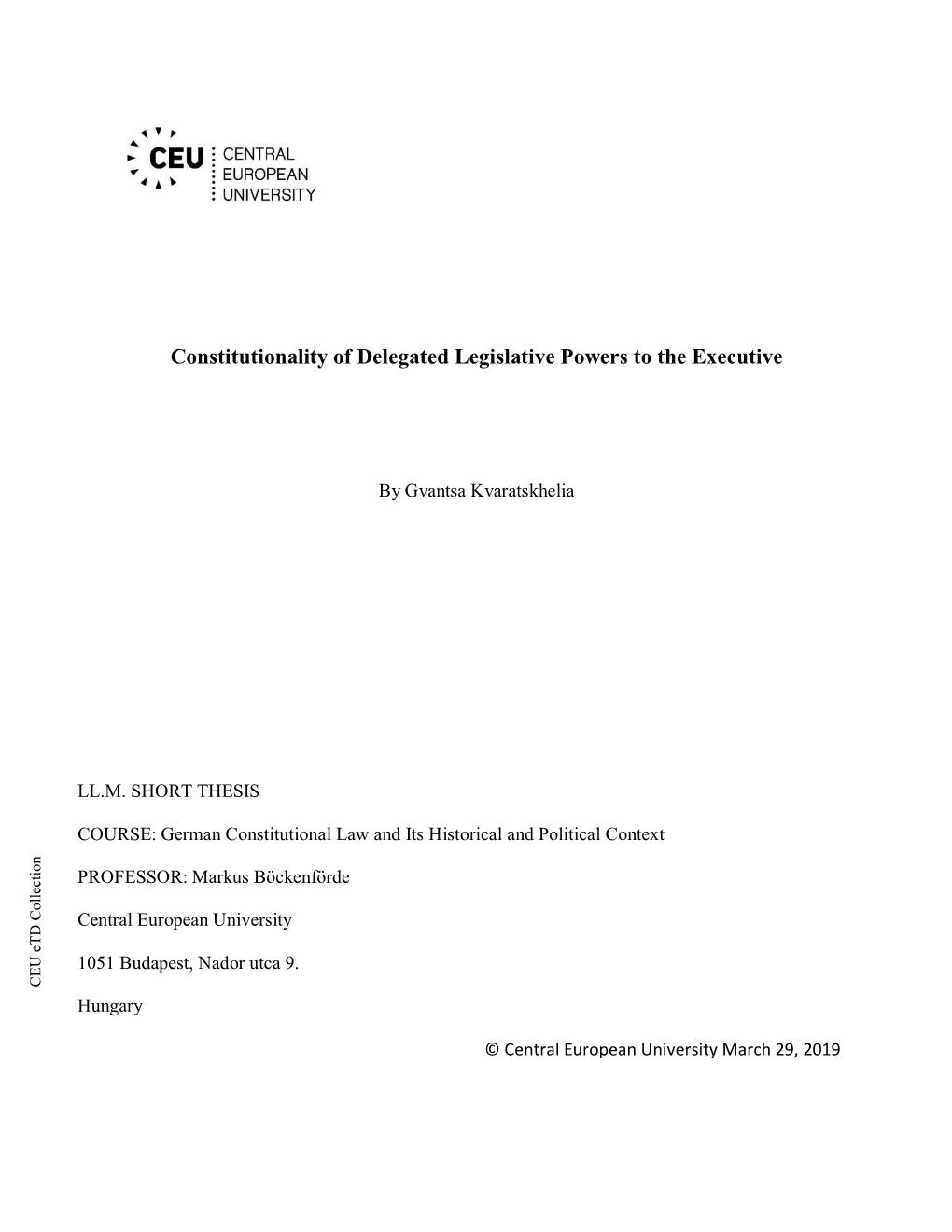 Constitutionality of Delegated Legislative Powers to the Executive