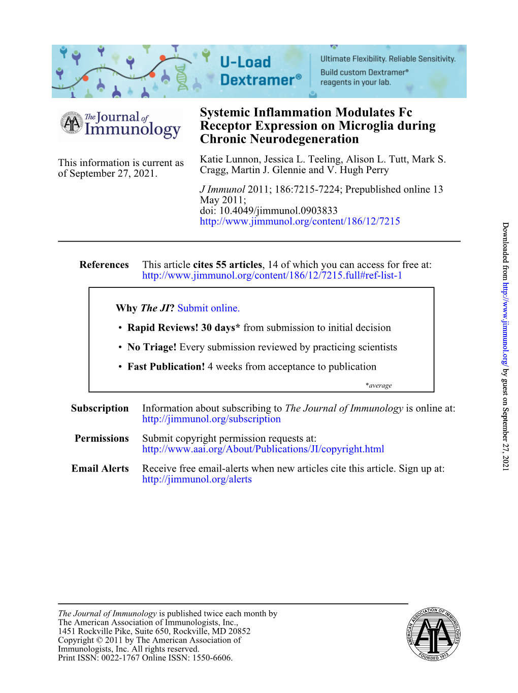 Chronic Neurodegeneration Receptor Expression on Microglia During