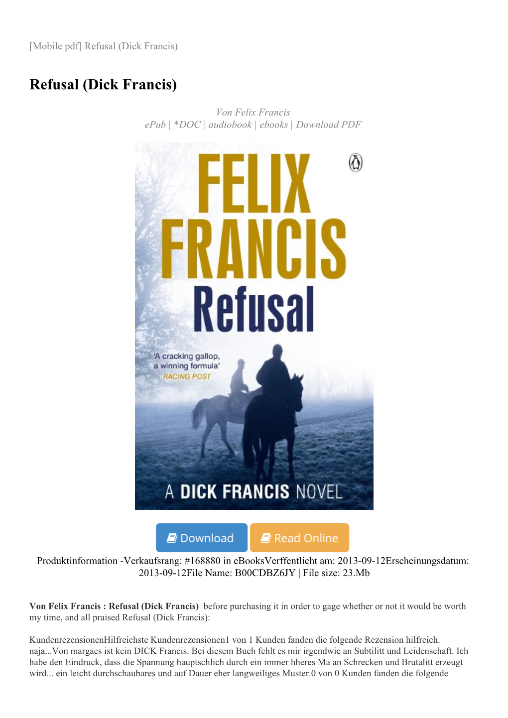 Refusal (Dick Francis)