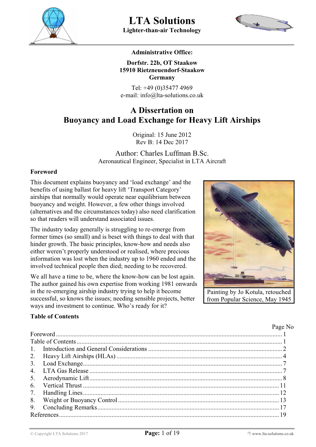 Buoyancy and Load Exchange for Transport Airships