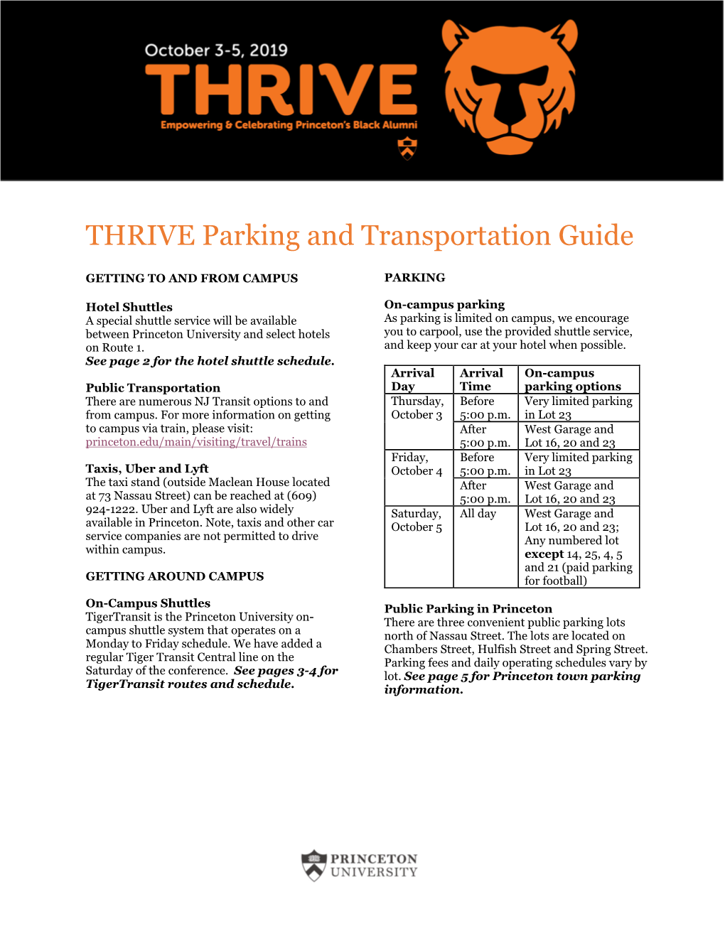 THRIVE Parking and Transportation Guide