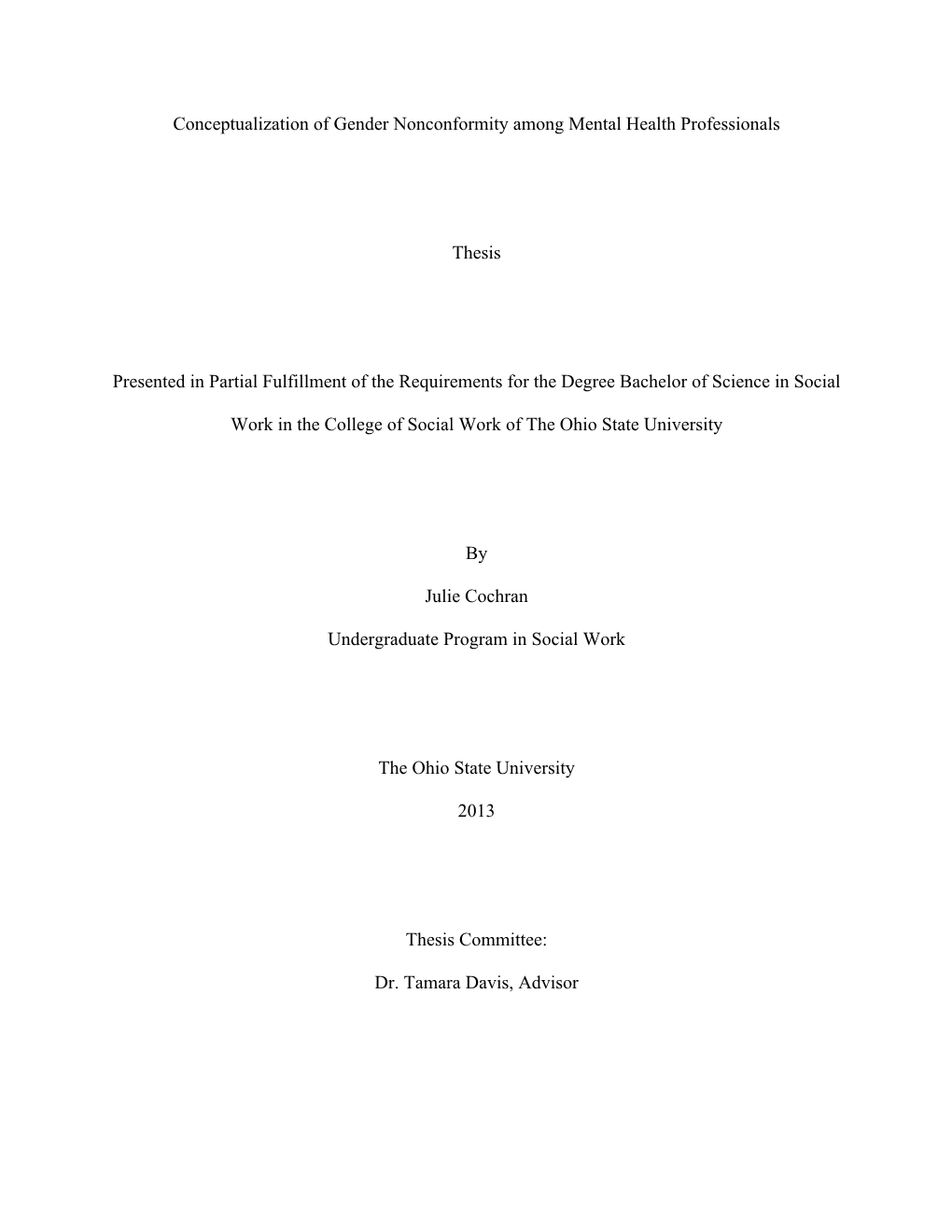 Conceptualization of Gender Nonconformity Among Mental Health Professionals