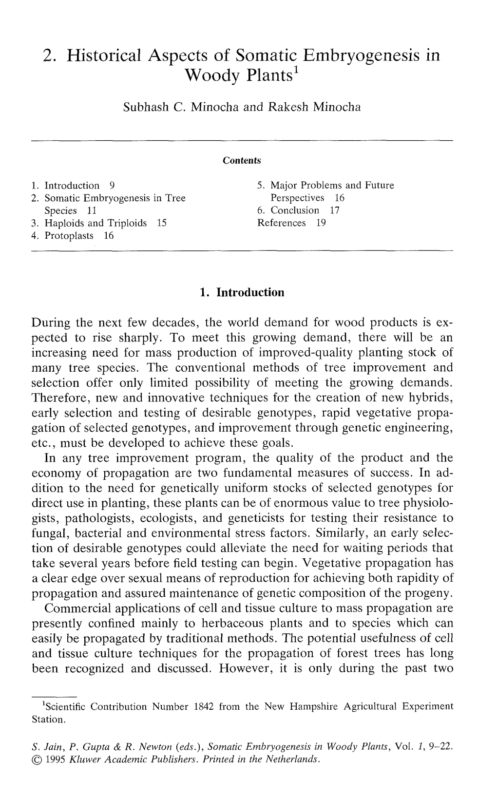 2. Historical Aspects of Somatic Embryogenesis in Woody Plants1