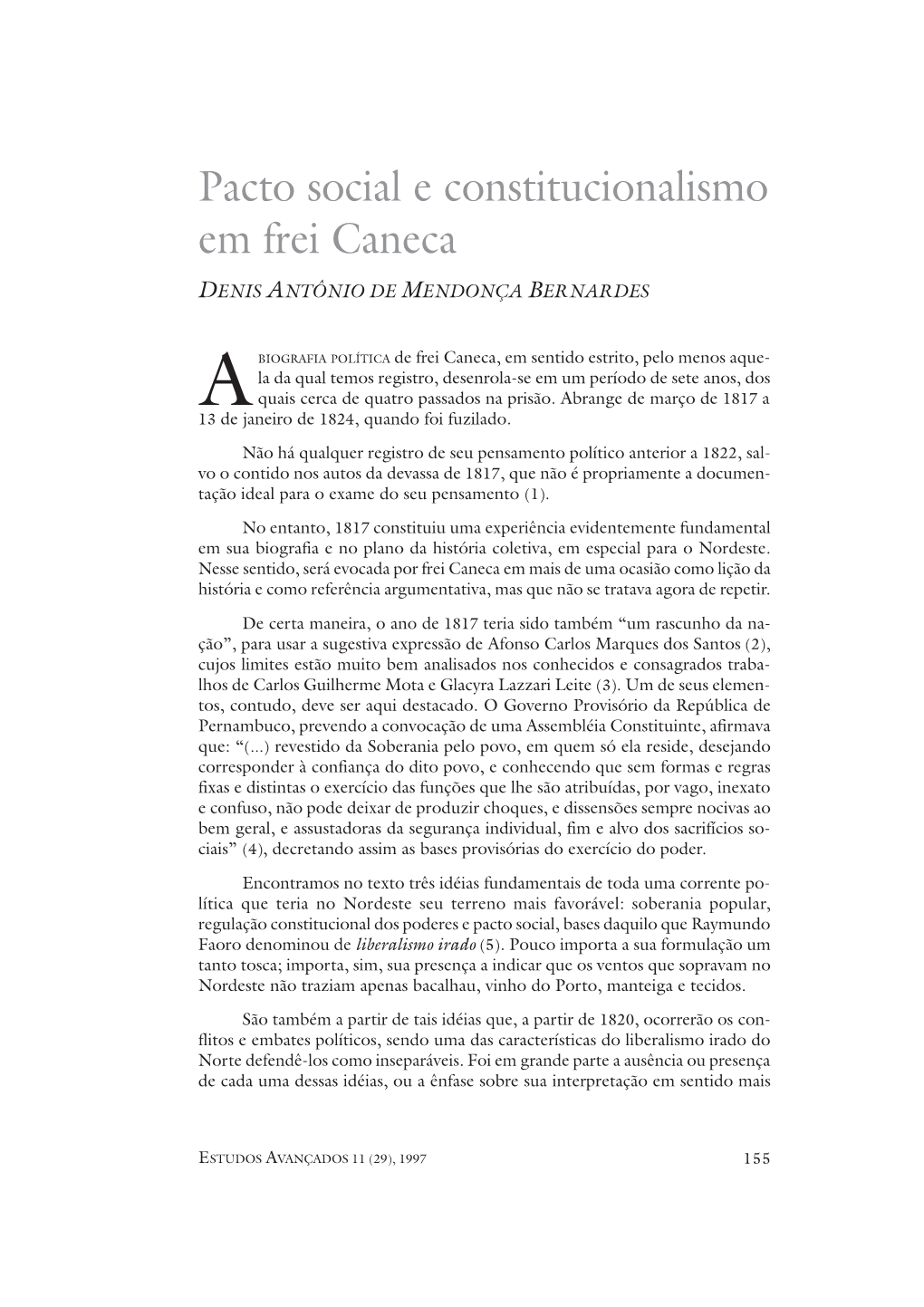 Pacto Social E Constitucionalismo Em Frei Caneca DENIS ANTÔNIO DE MENDONÇA BERNARDES