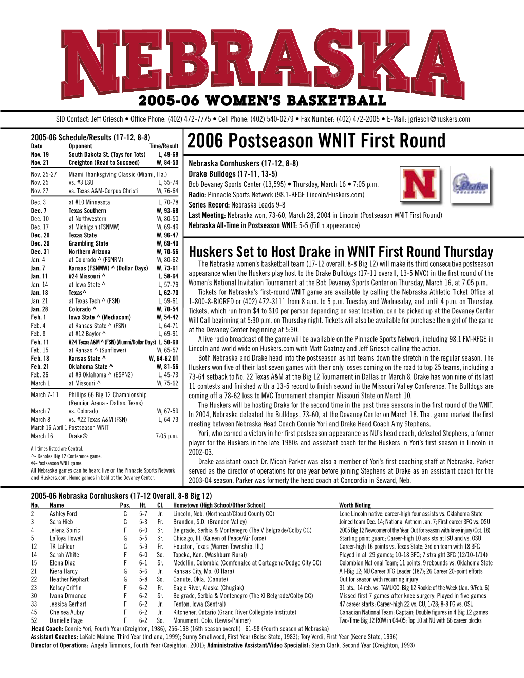 2006 Postseason WNIT First Round Nov