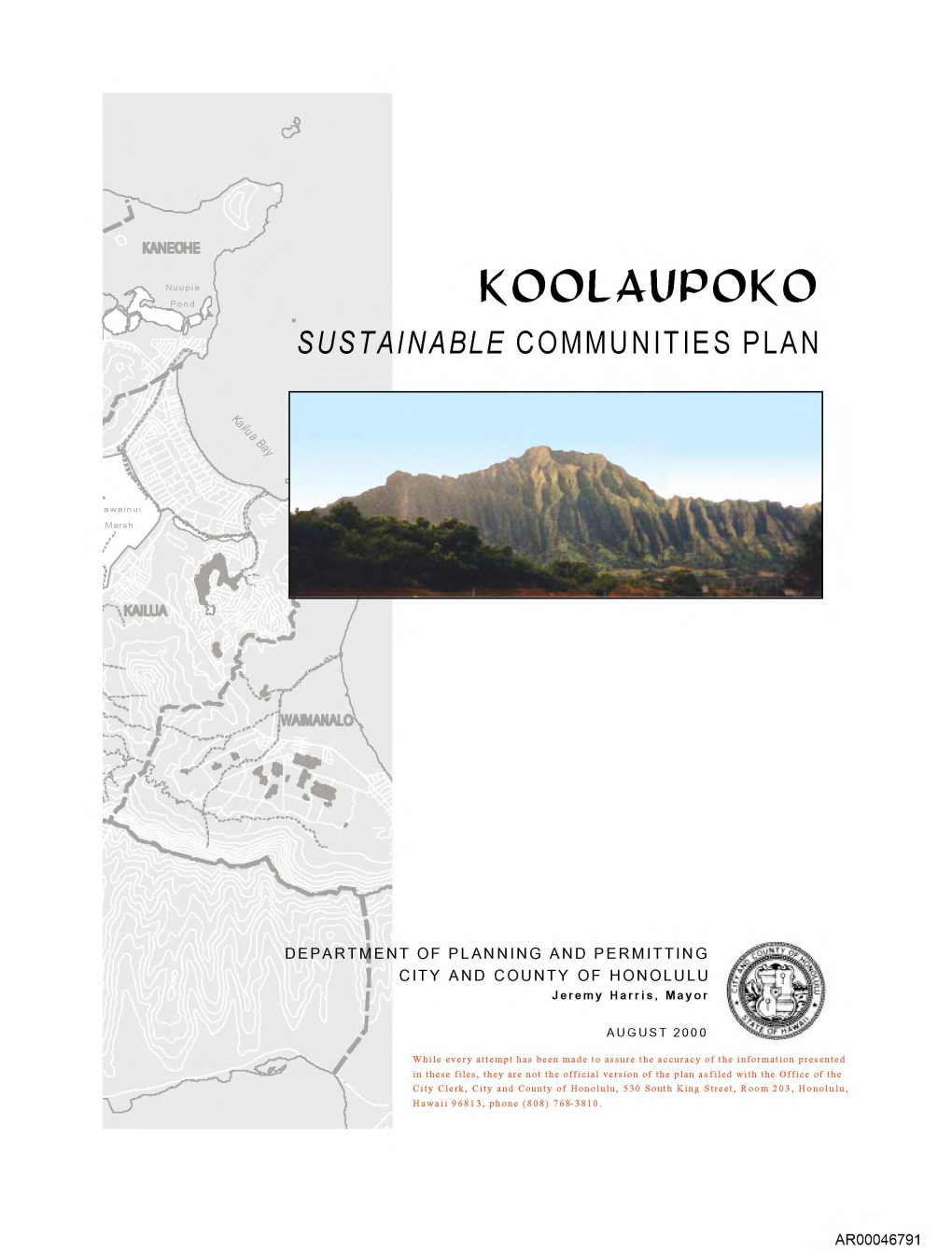 KOOLAUPOKO SUSTAINABLE COMMUNITIES PLAN ,„,•••• E .Of R