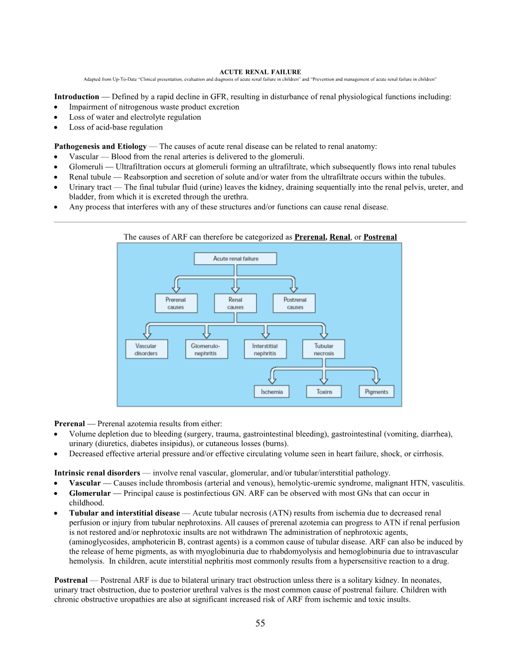 Clinical Presentation, Evaluation and Diagnosis of Acute Renal Failure in Children