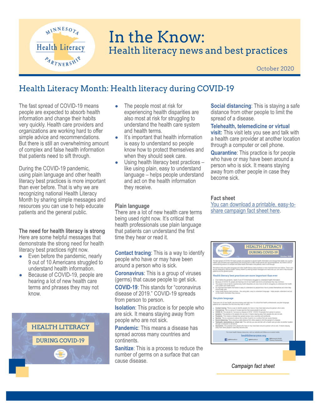 In the Know: Health Literacy News and Best Practices