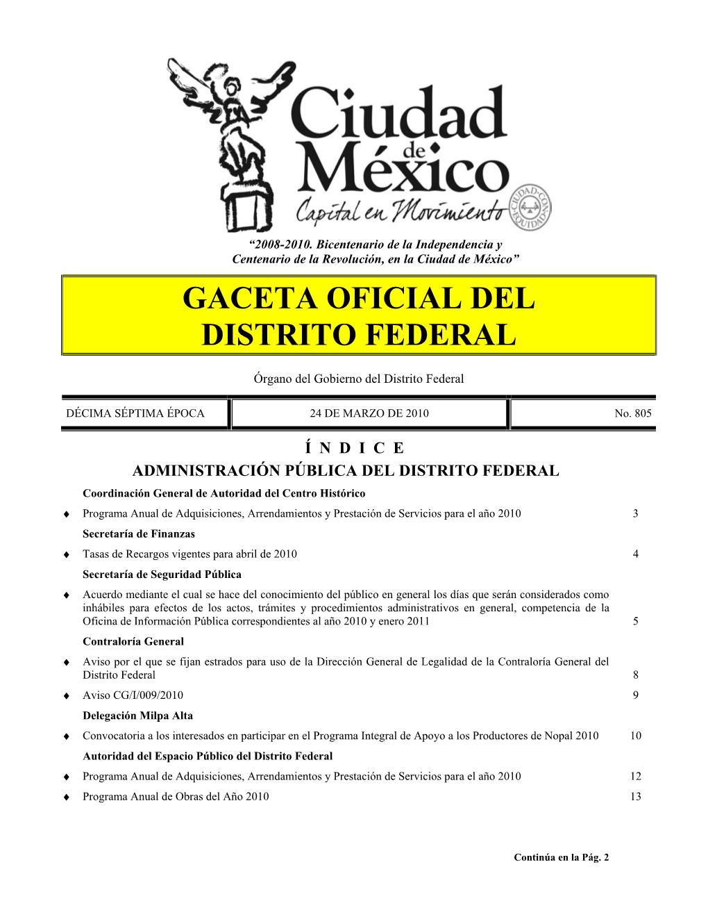Gaceta Oficial Del Distrito Federal