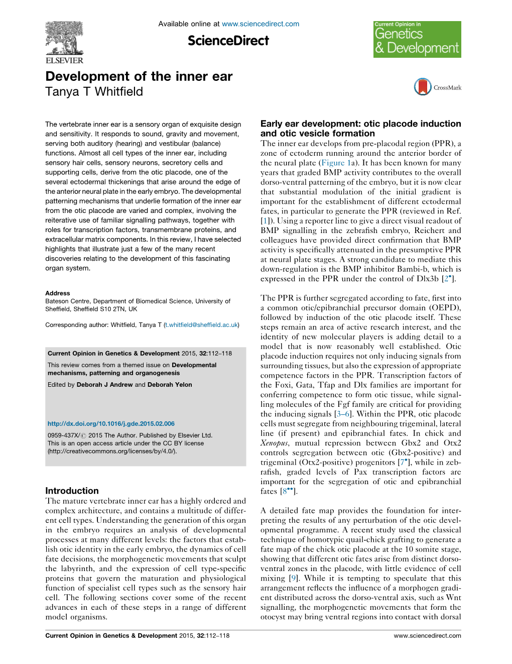 Development of the Inner Ear