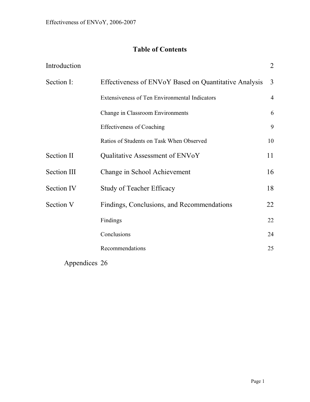 Effectiveness of Envoy, 2006-2007