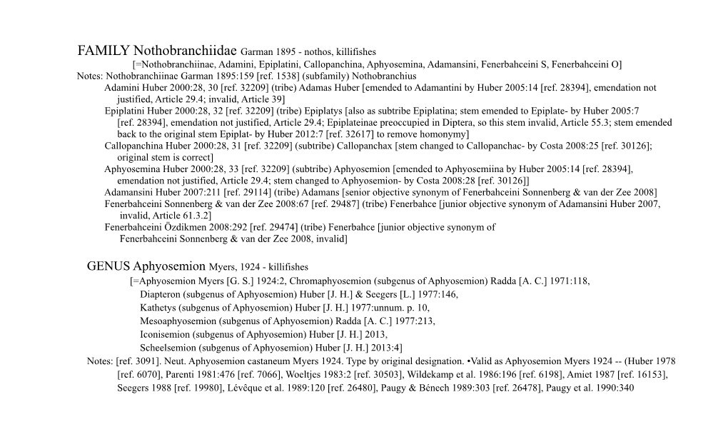 FAMILY Nothobranchiidae Garman 1895