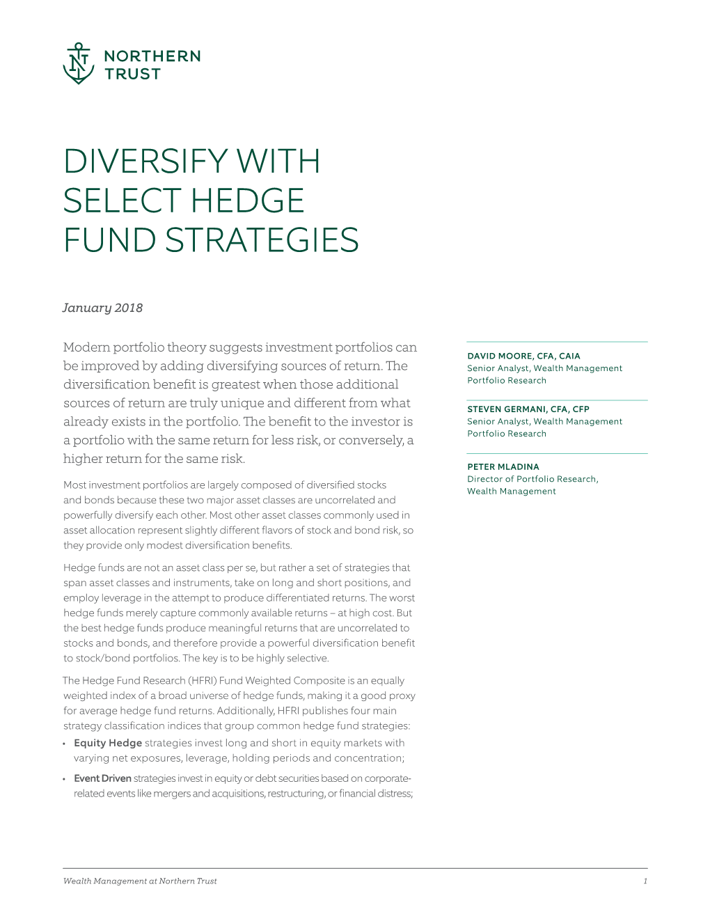 Diversify with Select Hedge Fund Strategies