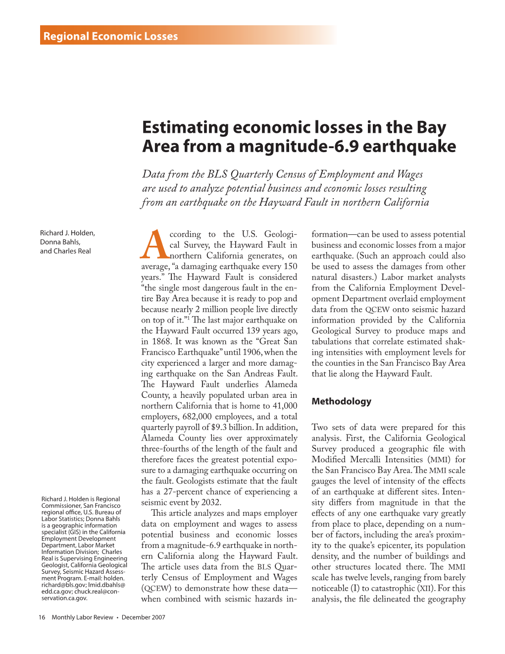 Estimating Economic Losses in the Bay Area from a Magnitude-6.9 Earthquake