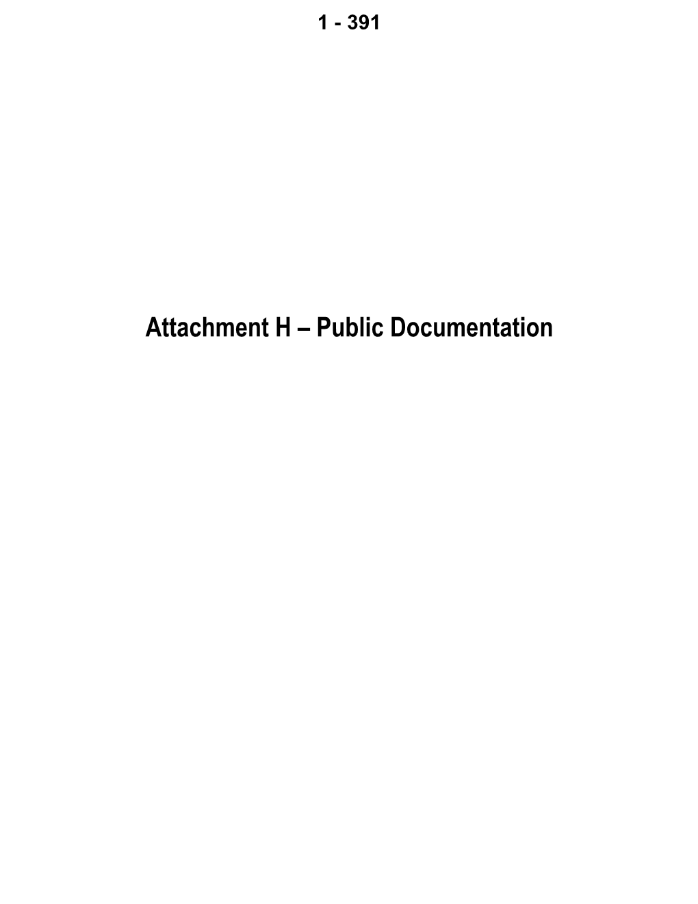 Attachment H – Public Documentation