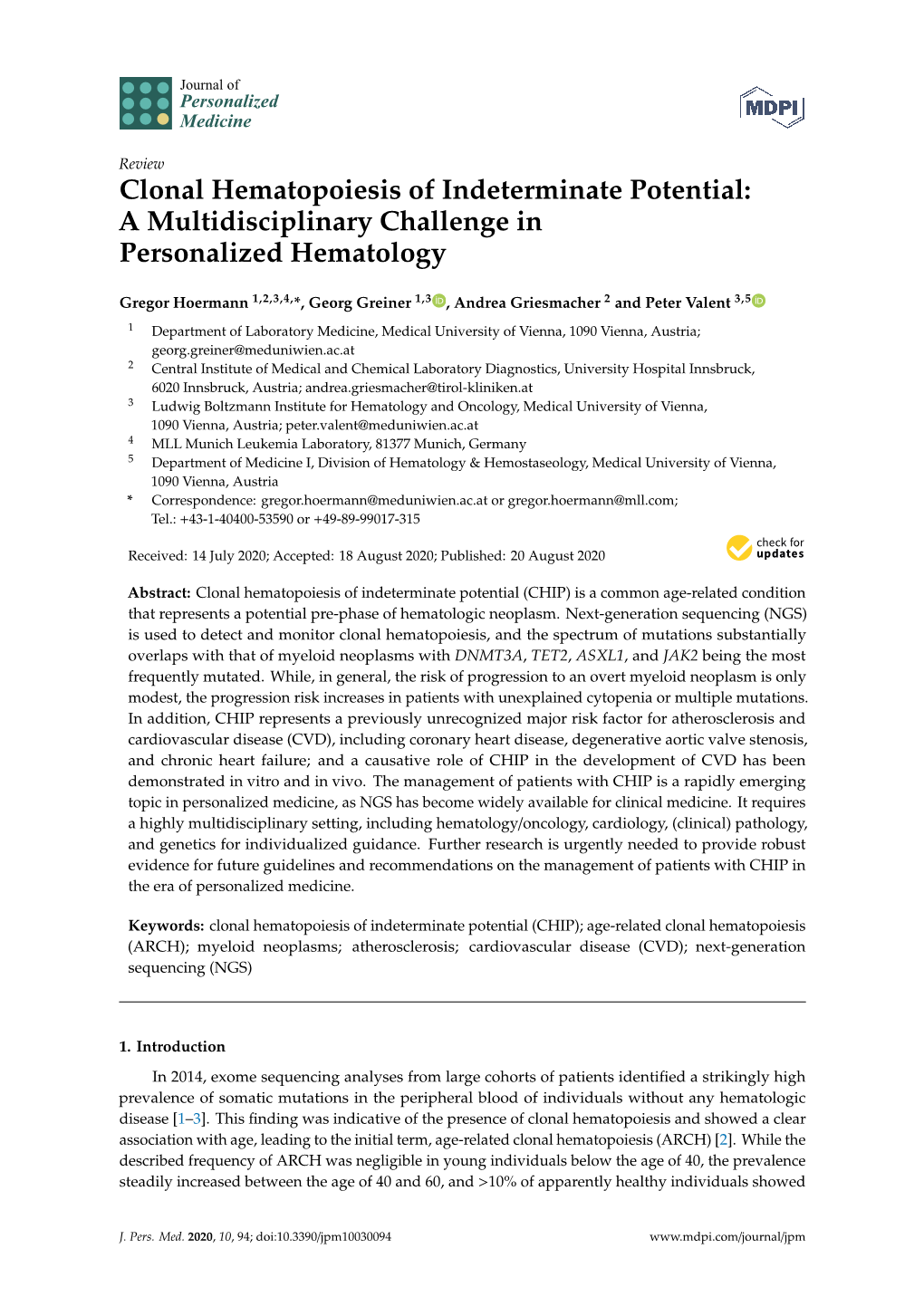Clonal Hematopoiesis of Indeterminate Potential: a Multidisciplinary Challenge in Personalized Hematology