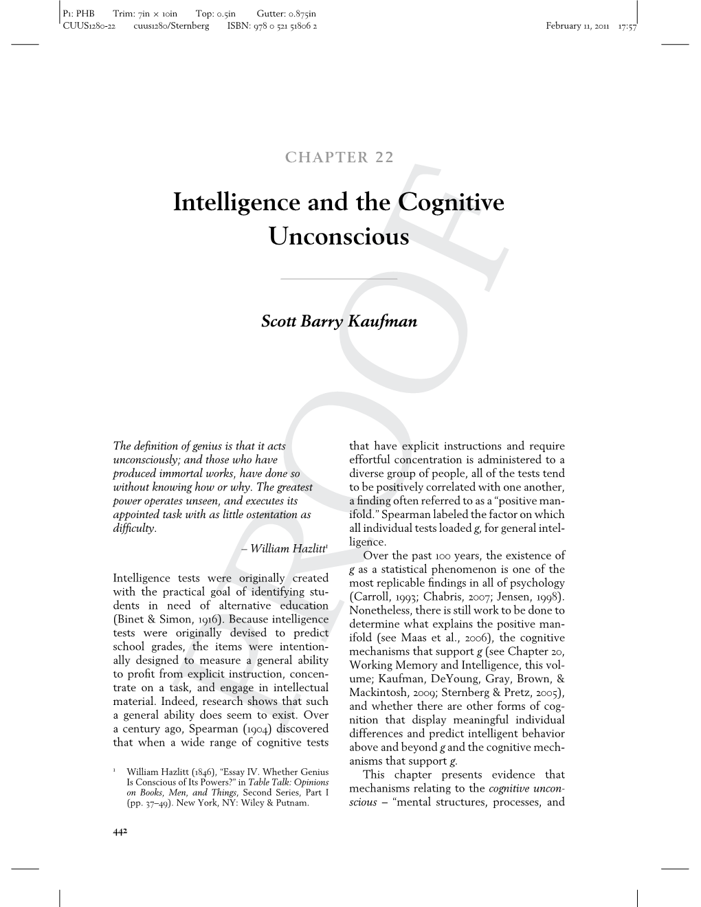 Intelligence and the Cognitive Unconscious