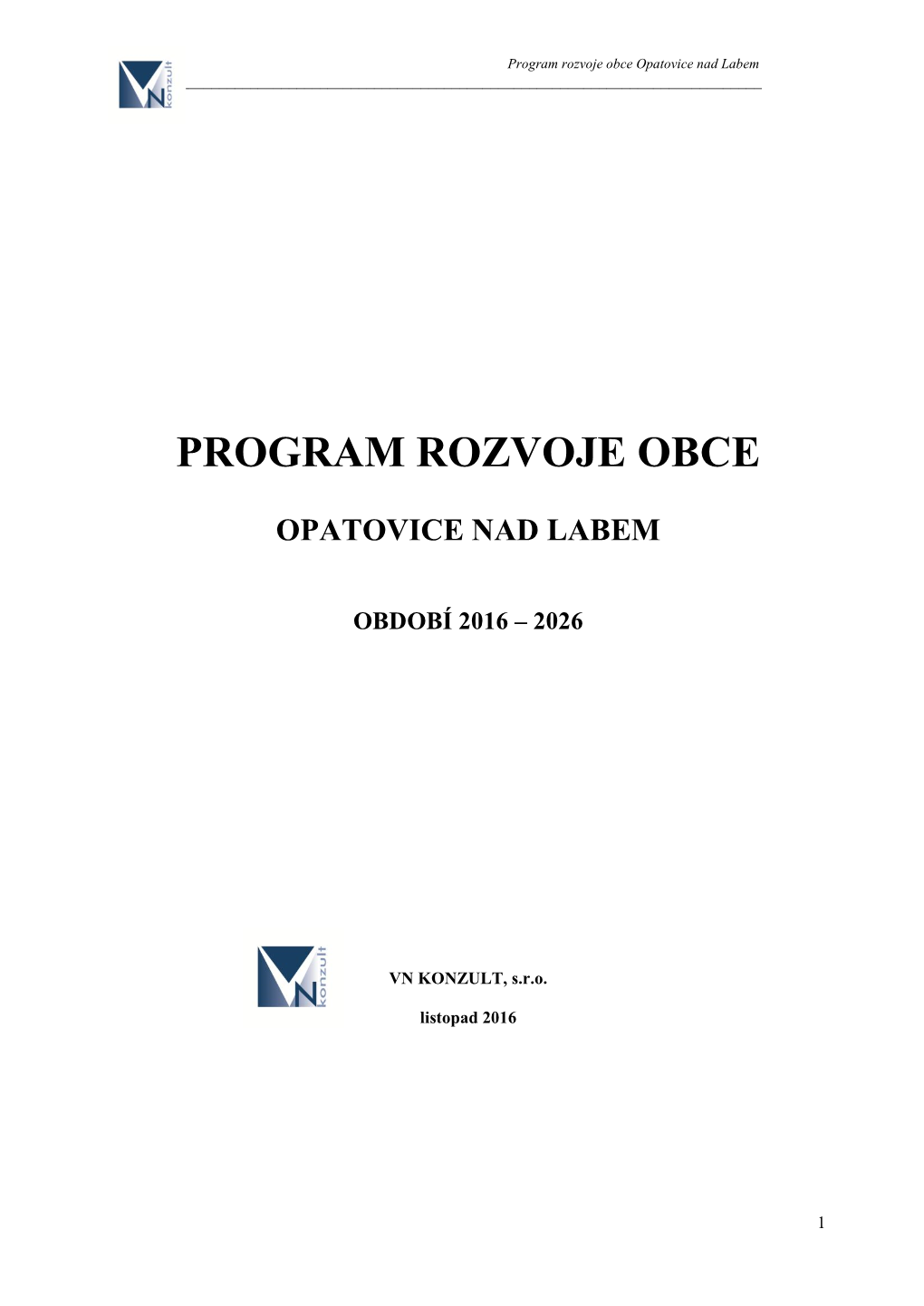 Program Rozvoje Obce Opatovice Nad Labem Období 2016