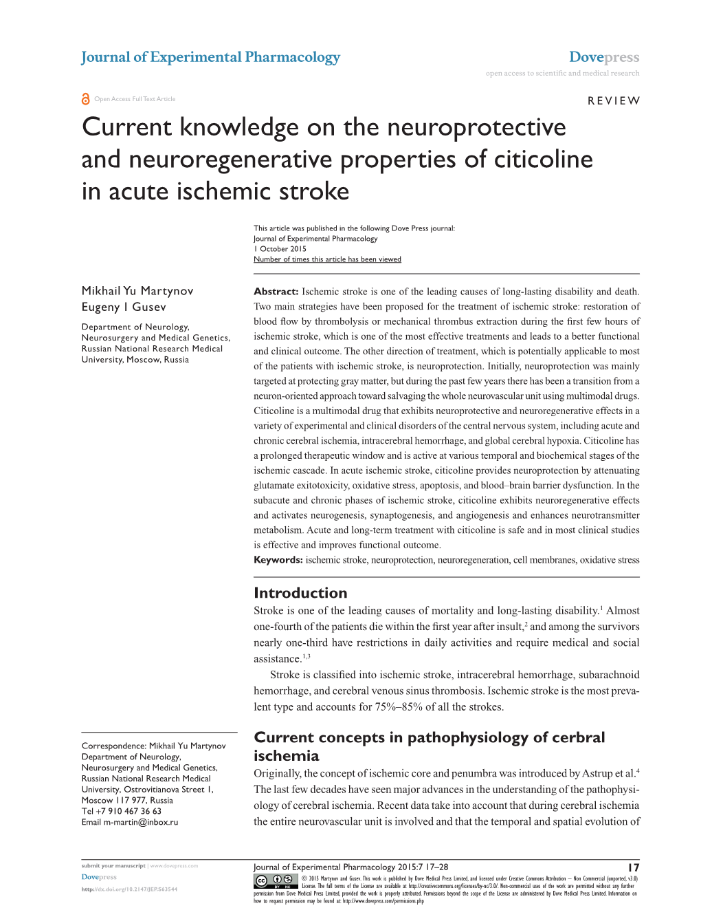 Current Knowledge on the Neuroprotective and Neuroregenerative Properties of Citicoline in Acute Ischemic Stroke