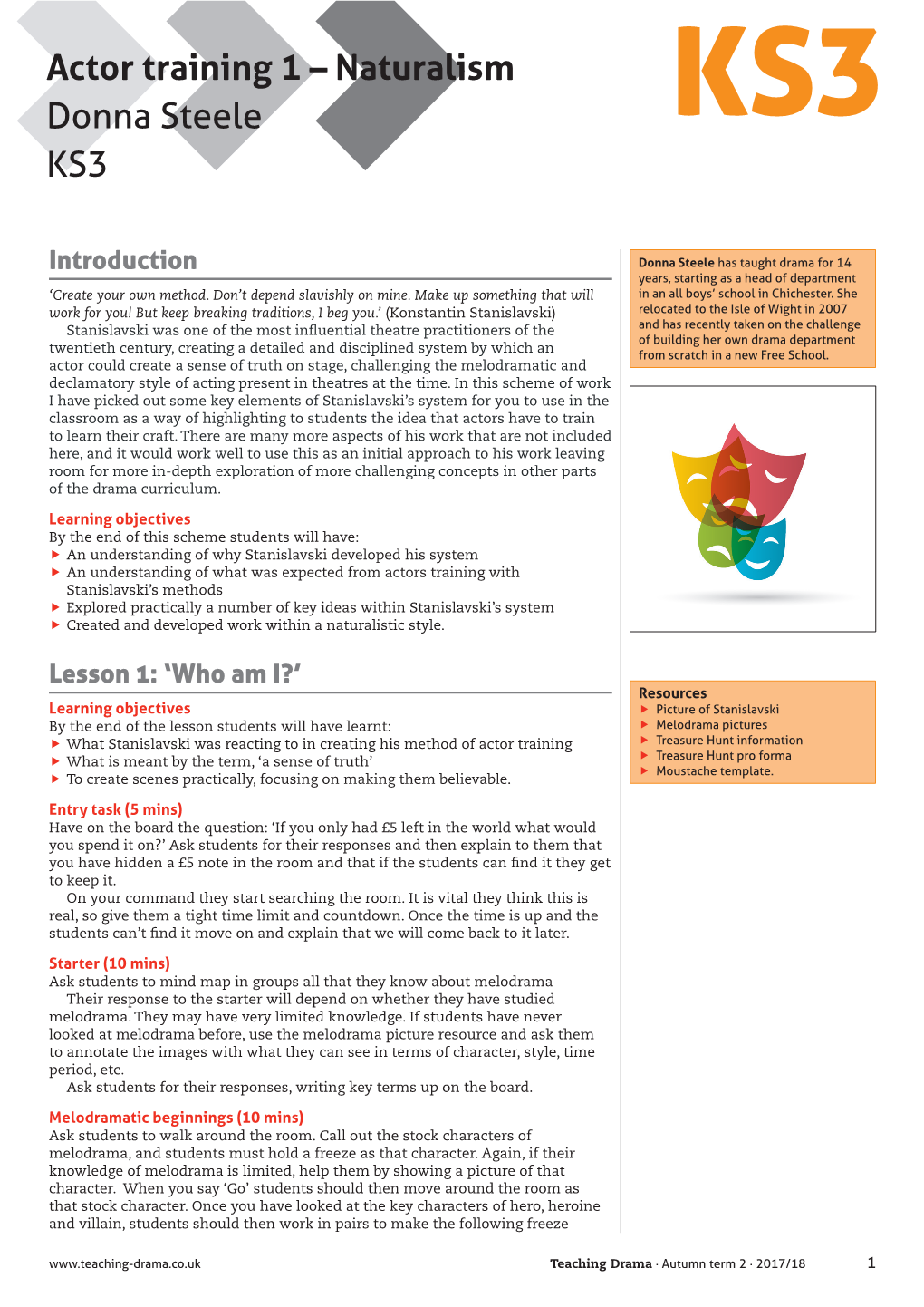 Actor Training 1 – Naturalism Donna Steele KS3 KS3