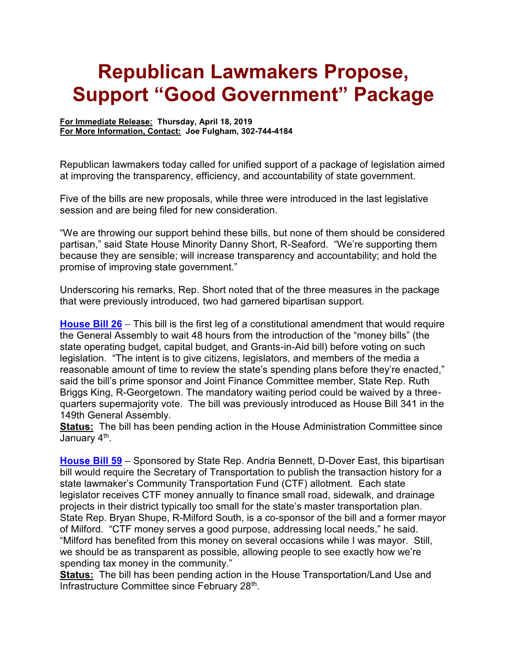 Good Government” Package