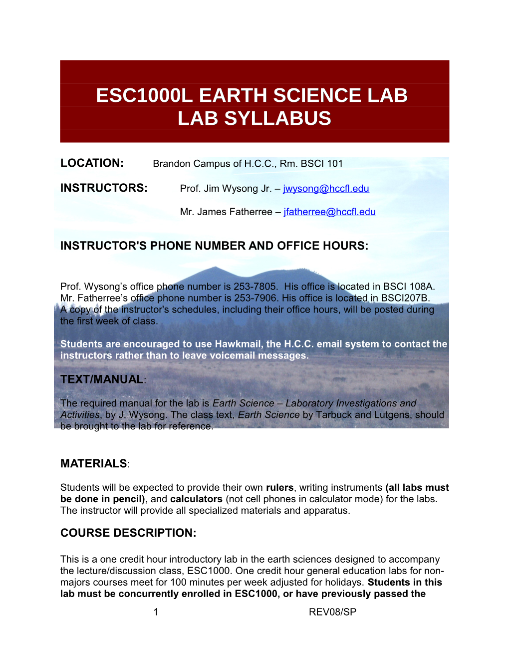 Gly 1001L Earth Science Lab