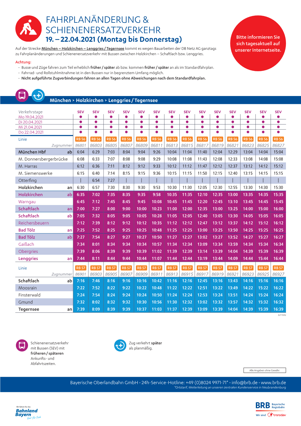 Fahrplanänderung & Schienenersatzverkehr