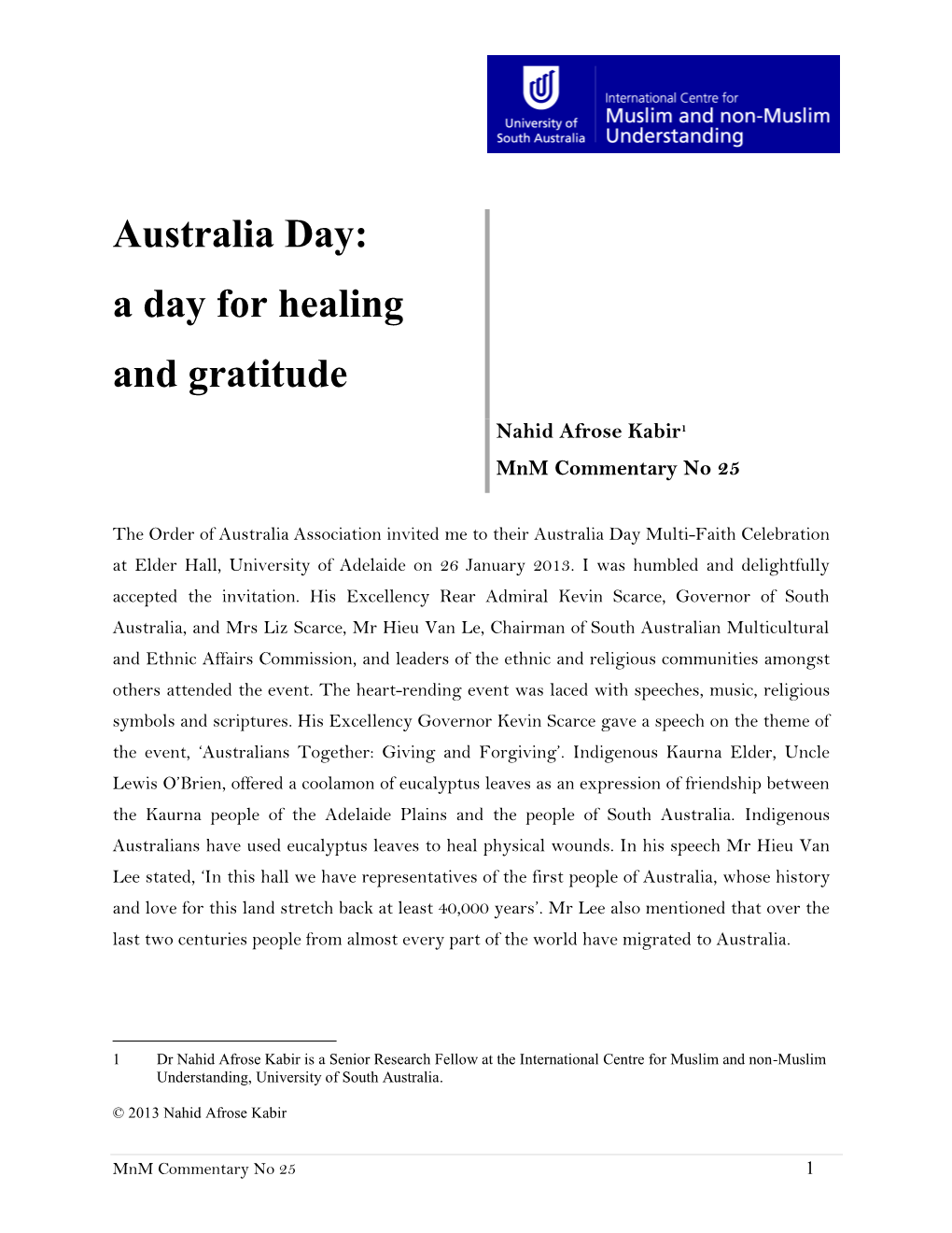 Australia Day: a Day for Healing and Gratitude