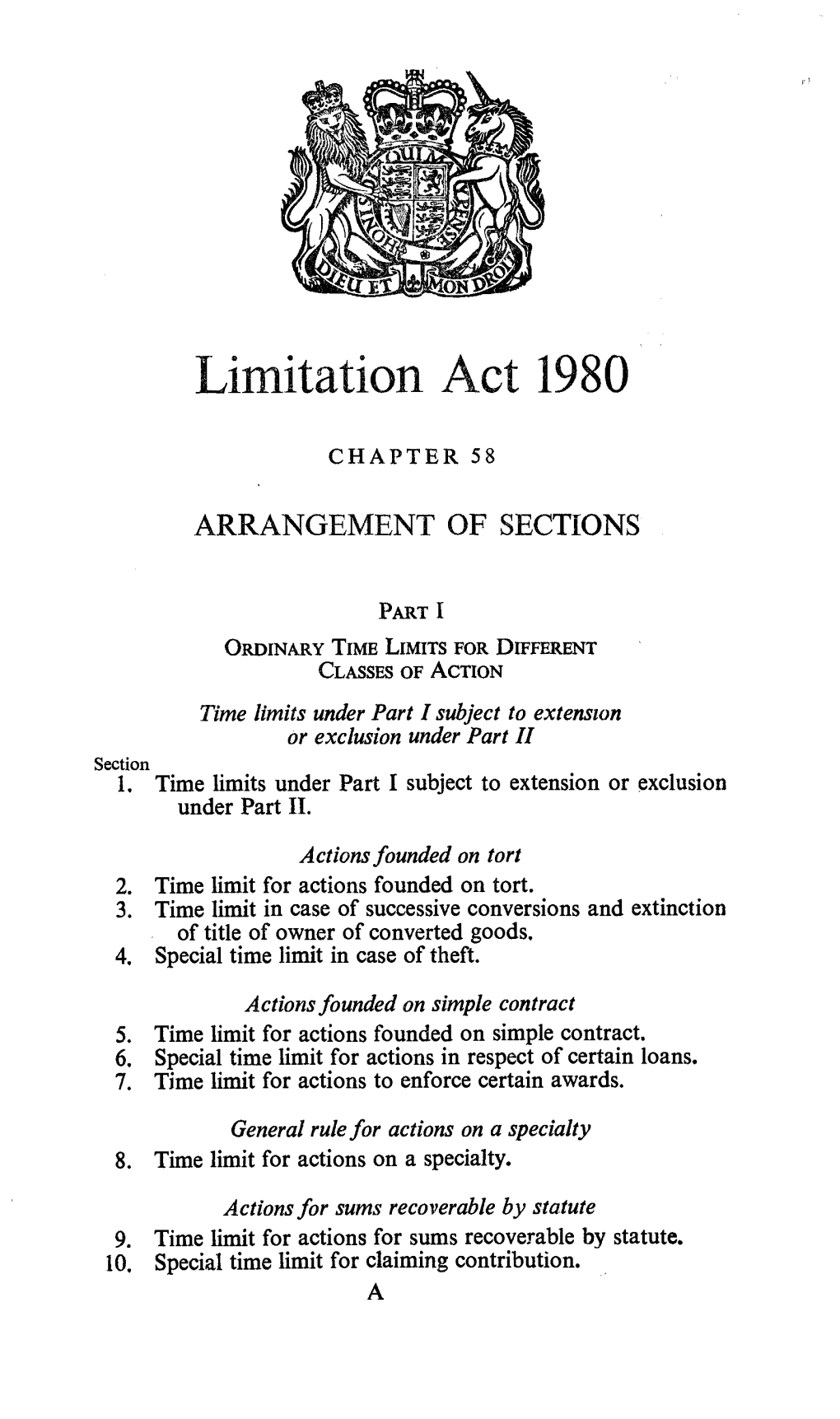 Limitation Act 1980