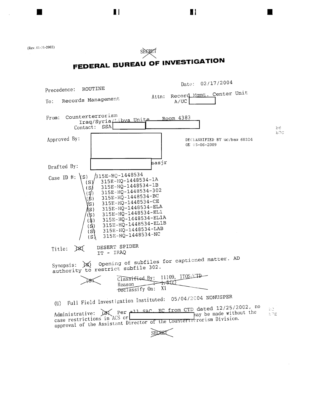 Saddam Hussein.This EC Establishes the Subfile Systemfor Capturinginformation Regardinghussein