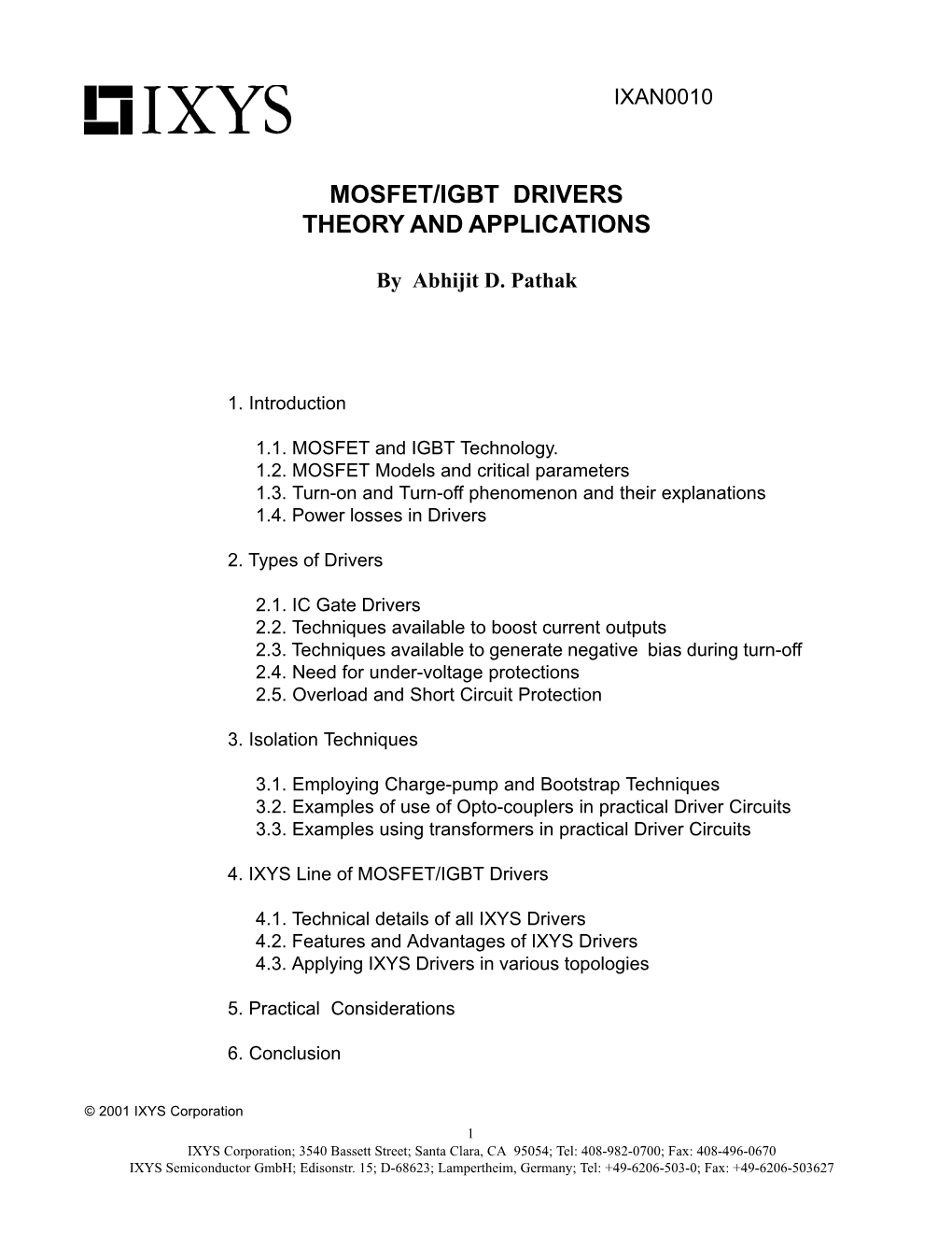 Mosfet/Igbt Drivers Theory and Applications