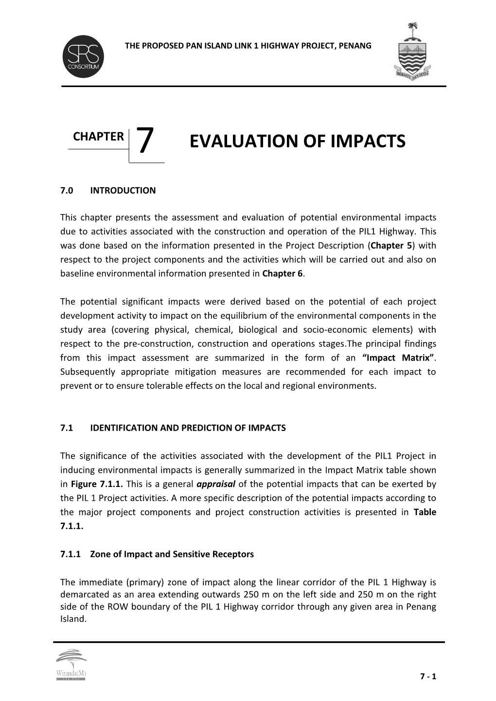 Chapter 7 Evaluation of Impacts